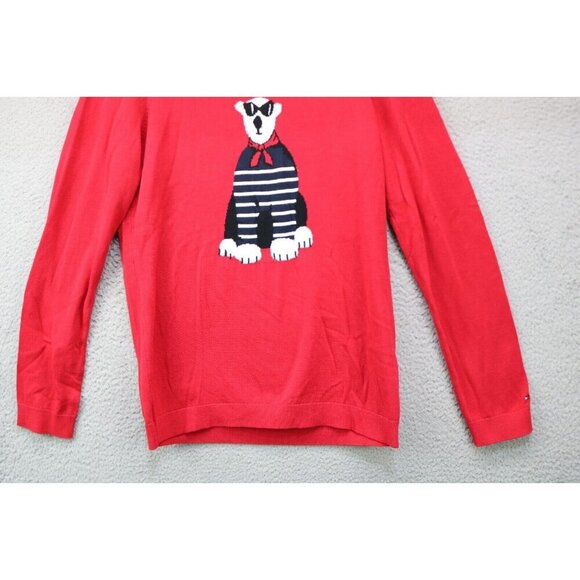 Tommy Hilfiger Women's Red Long Sleeve Sweater-Polar Bear-Size Medium-New w/Tags - Picture 3 of 8